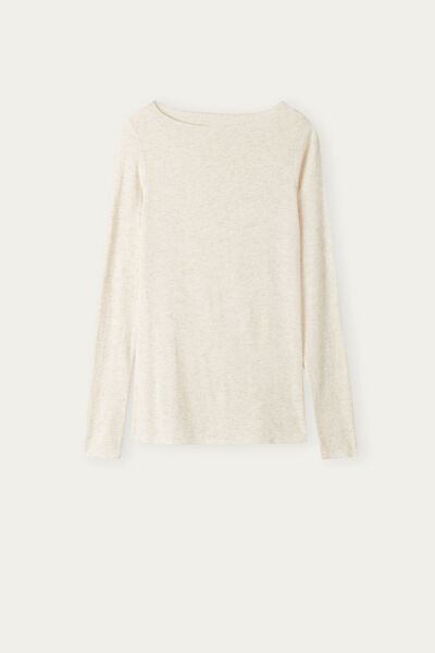 Bateau Neck Top in Modal Ultralight with Cashmere Lamé
