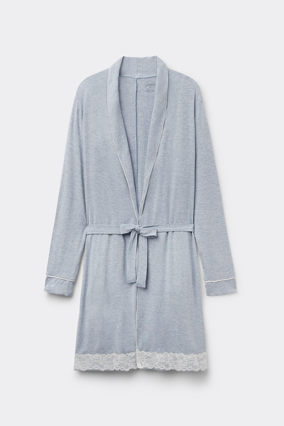 Modal Robe with Lace Detail
