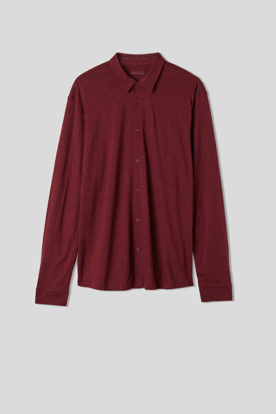Long-Sleeved Slub Cotton Shirt