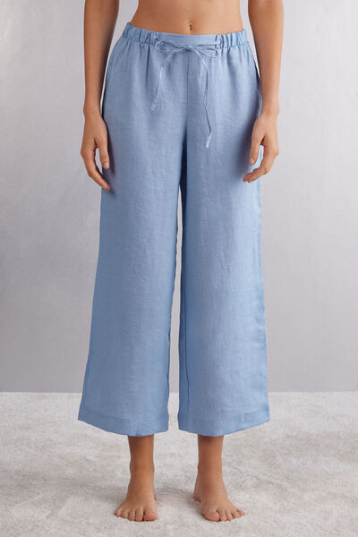 Full Length Linen Cloth Pants with Drawstring