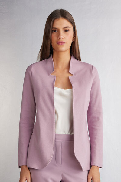 Long-Sleeved Cotton Interlock Cardigan