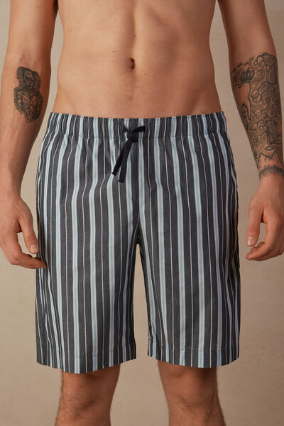Kurze gestreifte Hose aus Baumwolltuch