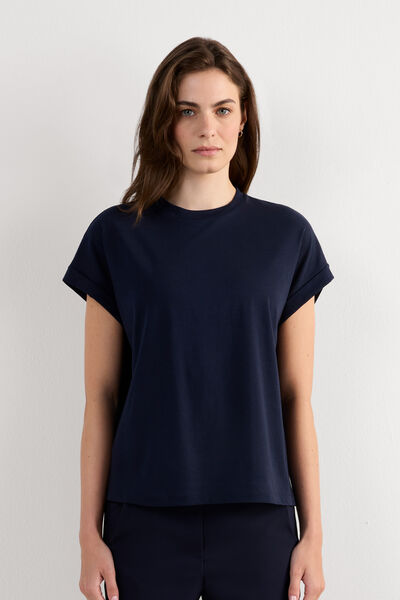 Short-Sleeved Ultrafresh Cotton Top with Turn-Ups