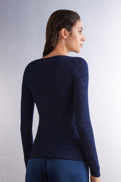 Light Modal with Lamé Cashmere Round-Neck Top