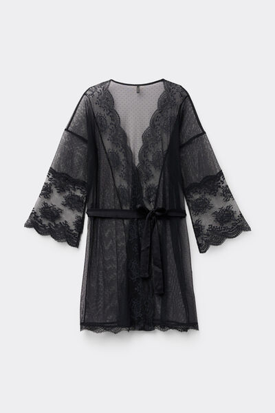 Kimono en tulle et dentelle LA VIE EN ROSE