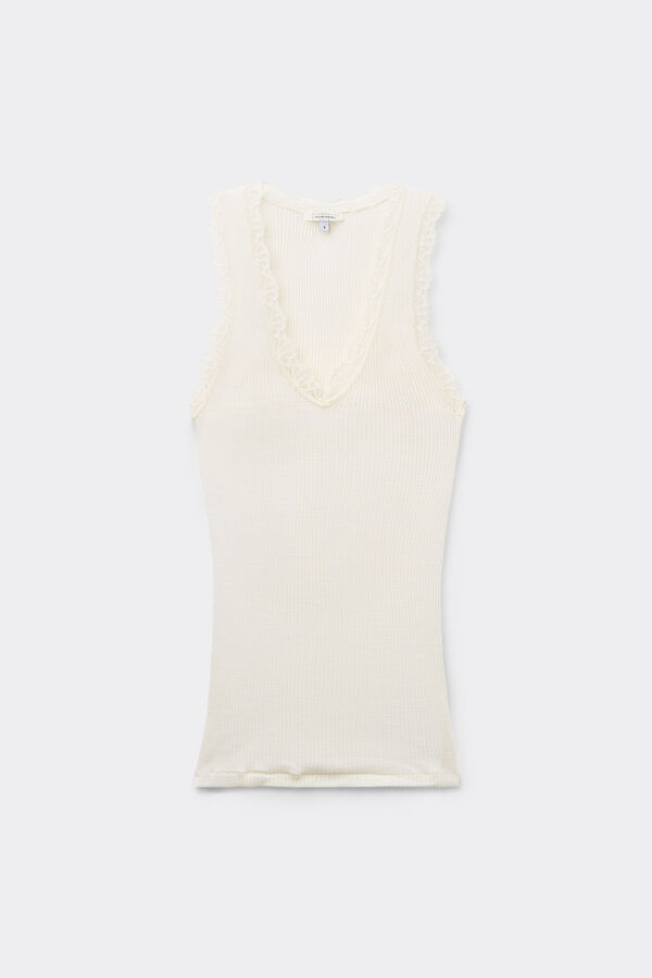 Wool and Silk Vest with Lace