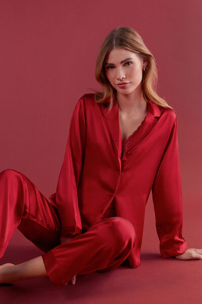 Mannish-Cut Jacket in Silk Satin