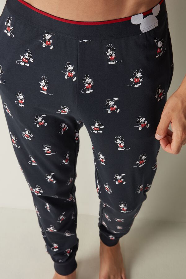 Printed Interlock Cotton Pants with Visible Elastic