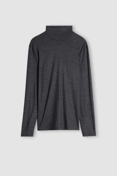 Long-sleeve High-Neck Merino-Wool Top