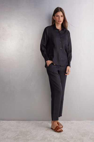 Plain-Weave Linen Trousers