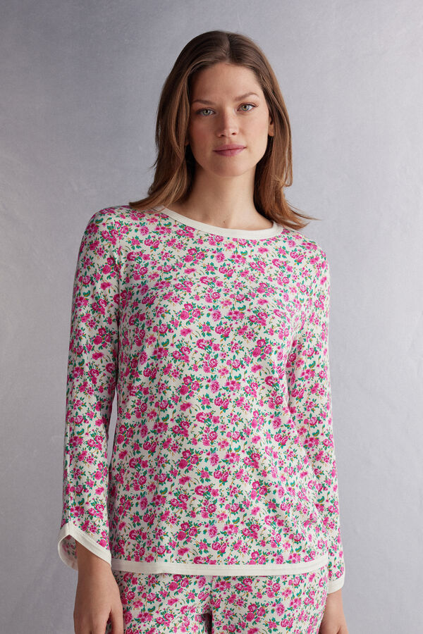 Haut de pyjama manches longues en modal LIFE IS A FLOWER