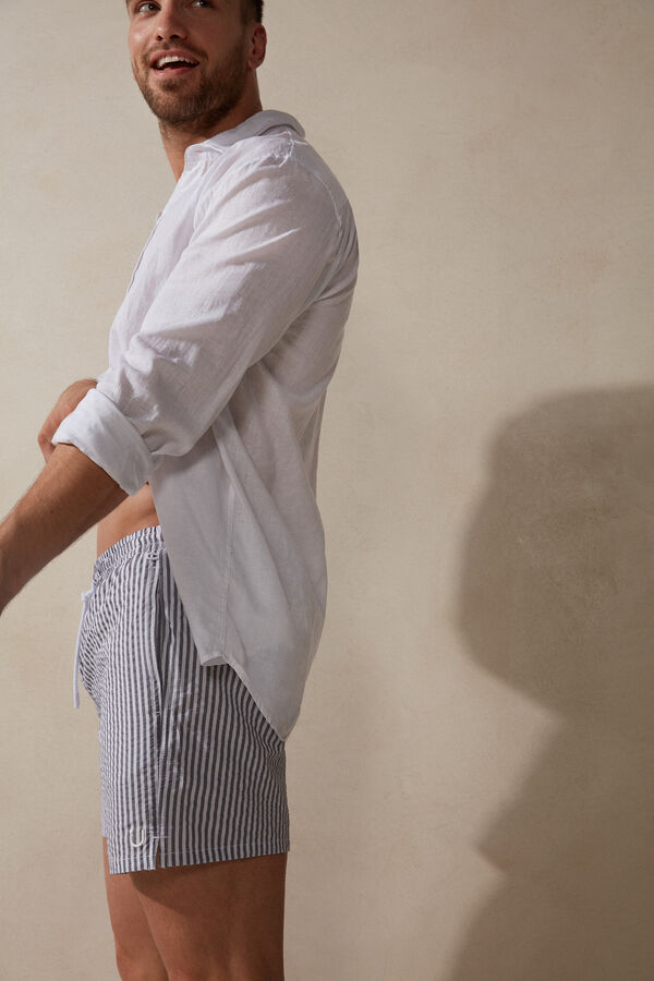 Stripe Print Swim Trunks