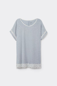 Short-Sleeve Modal Top with Lace Detail