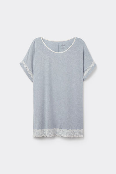 Short-Sleeve Modal Top with Lace Detail
