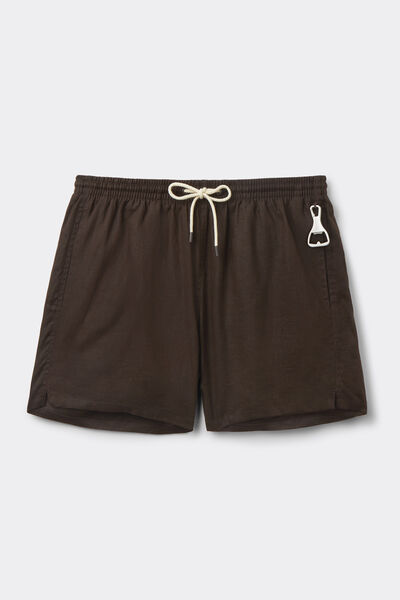 Plain Swim Trunks in 100% Linen