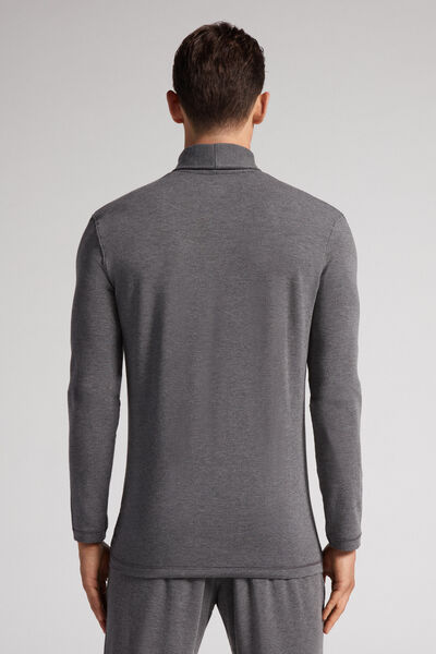 Long-sleeve High-Neck Modal-Cashmere Top