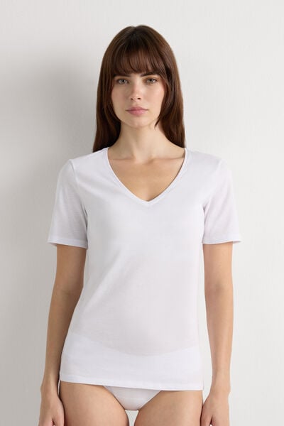 Maglia Manica Corta con Scollo a V in Cotone Ultrafresh