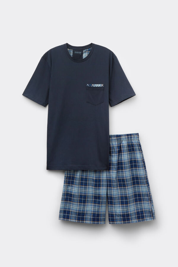 Check Print Cloth and Cotton Short Pajamas
