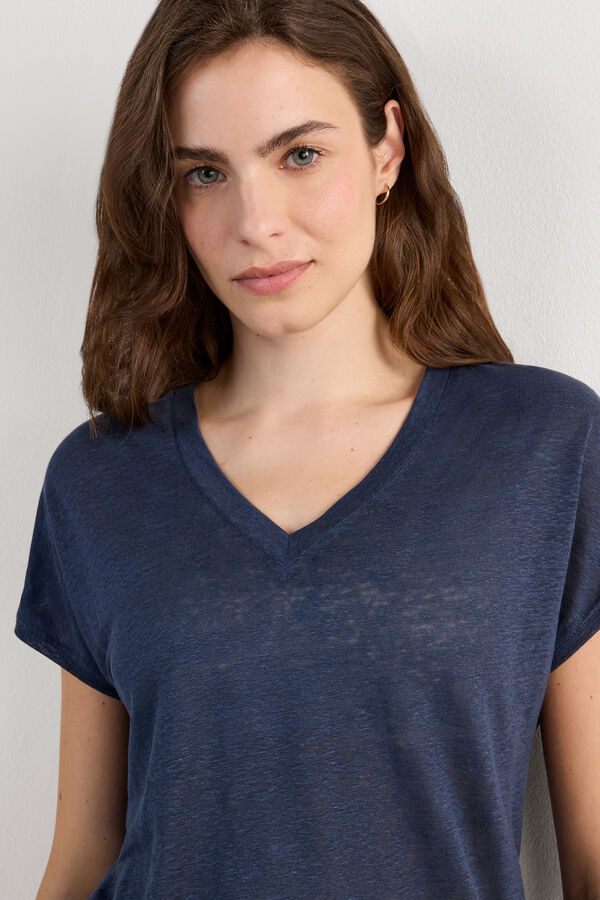 The Pure Linen リネン Vネック ショートスリーブ Tシャツ