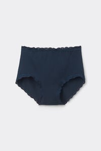 High-Waisted Cotton and Lace French Knickers