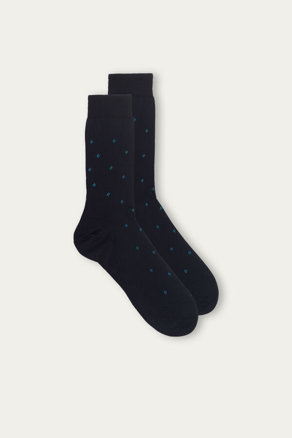 Men’s Short Socks in Patterned Lisle Cotton