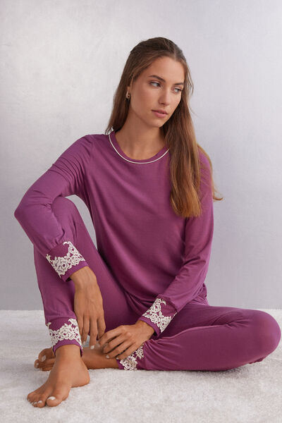 T-shirt manches longues en modal PRETTY FLOWERS