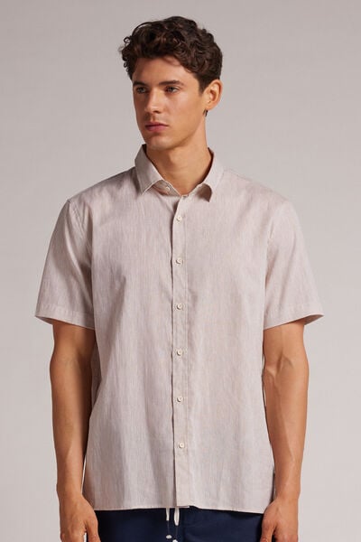 Camicia a Manica Corta in Lino e Cotone