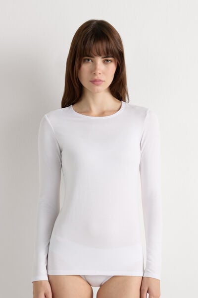 Langärmeliges Rundhalsshirt aus Micromodal