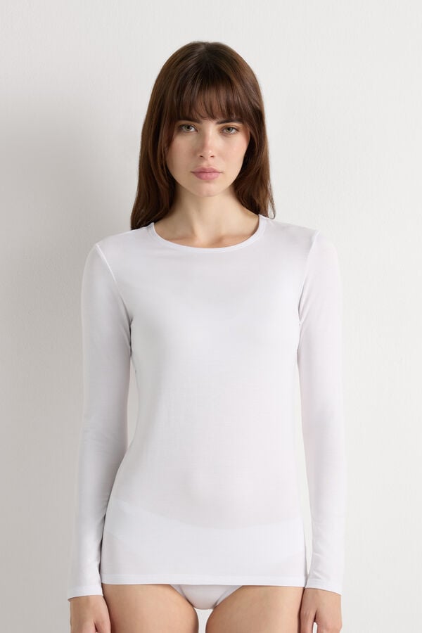 Langärmeliges Rundhalsshirt aus Micromodal