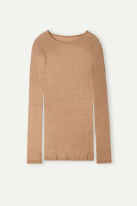 Wool and Silk Long-Sleeved Crew-Neck Max Top