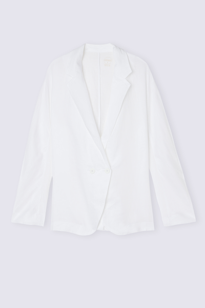 Double-Breasted Plain-Weave Linen Blazer