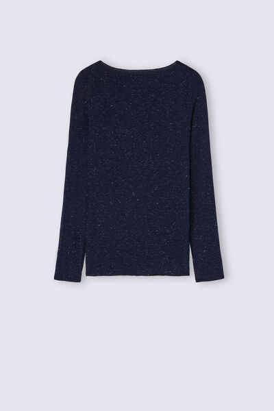 Light Modal with Lamé Cashmere Round-Neck Top