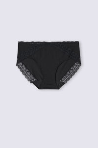 Semi-high Cotton and Lace Waistband Knickers