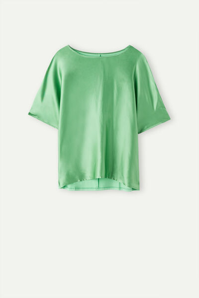 Short-Sleeved Silk and Modal Top