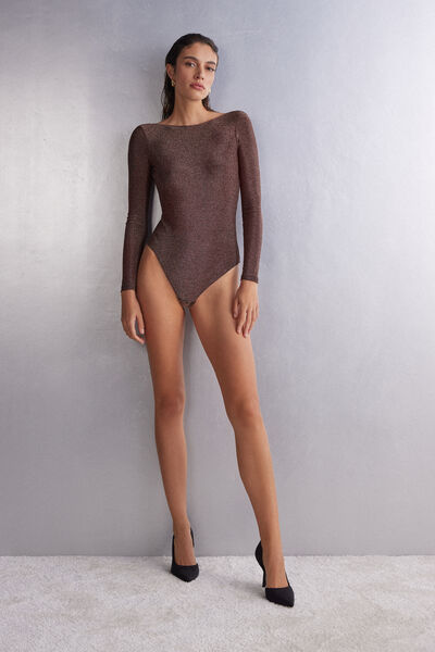 Winter Shades Long-Sleeve Lamé Bodysuit