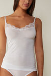 Ultralight Modal and Cashmere Camisole with Lace