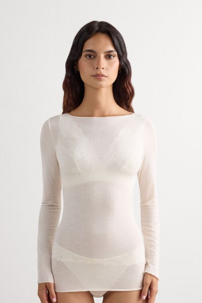 T-shirt manches longues avec cachemire ultraléger