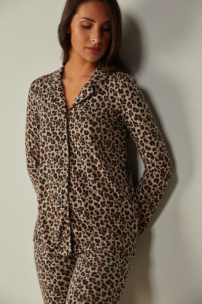 Animal Vibes Long Sleeve Button-Up Top