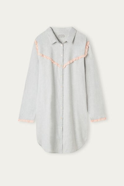 Ночная Рубашка из Ворсового Хлопкового Полотна Cotton Rouches