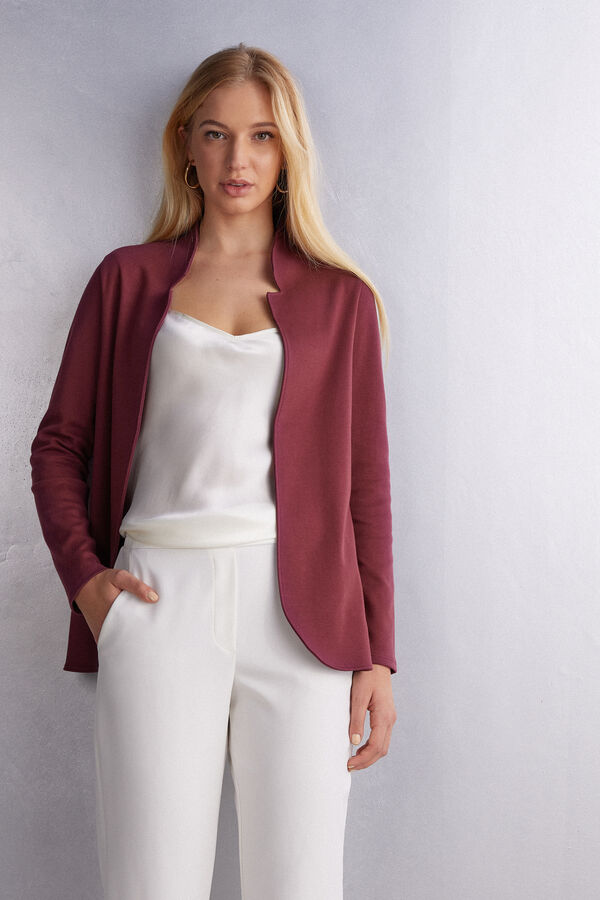 Long-Sleeved Cotton Interlock Cardigan