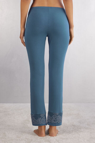 Pretty Flowers Full-length Modal Trousers with Frills