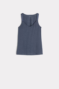 Linen Camisole with Wide Silk Straps