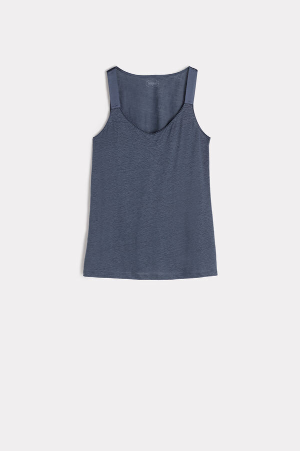 Linen Camisole with Wide Silk Straps