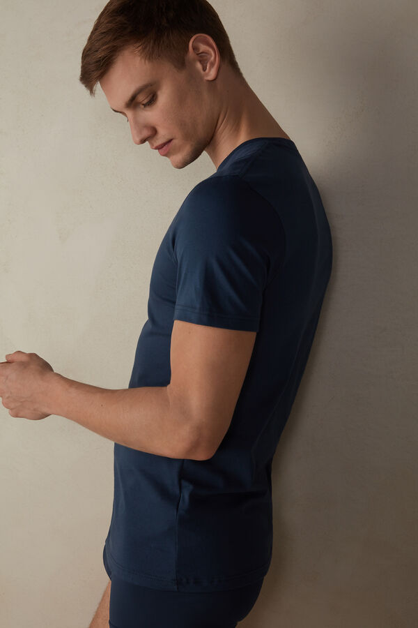 Short Sleeve Round Neck T Shirt in Supima® Cotton