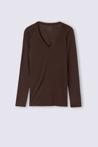 T-shirt col V en modal ultraléger avec cachemire
