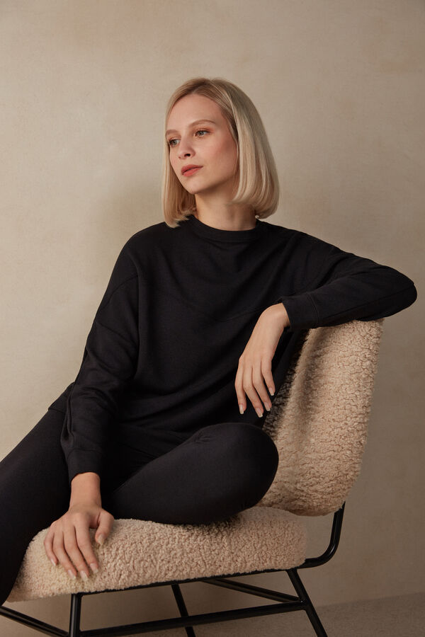 Modal and Cashmere Fleece Round-Neck Jumper
