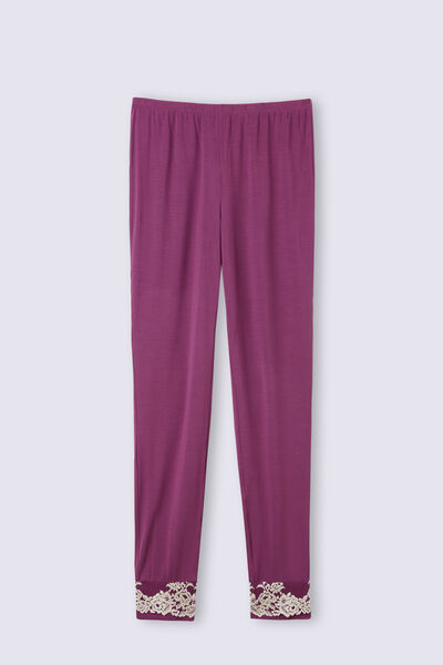 Pretty Flowers Full-Length Modal Trousers with Cuffs