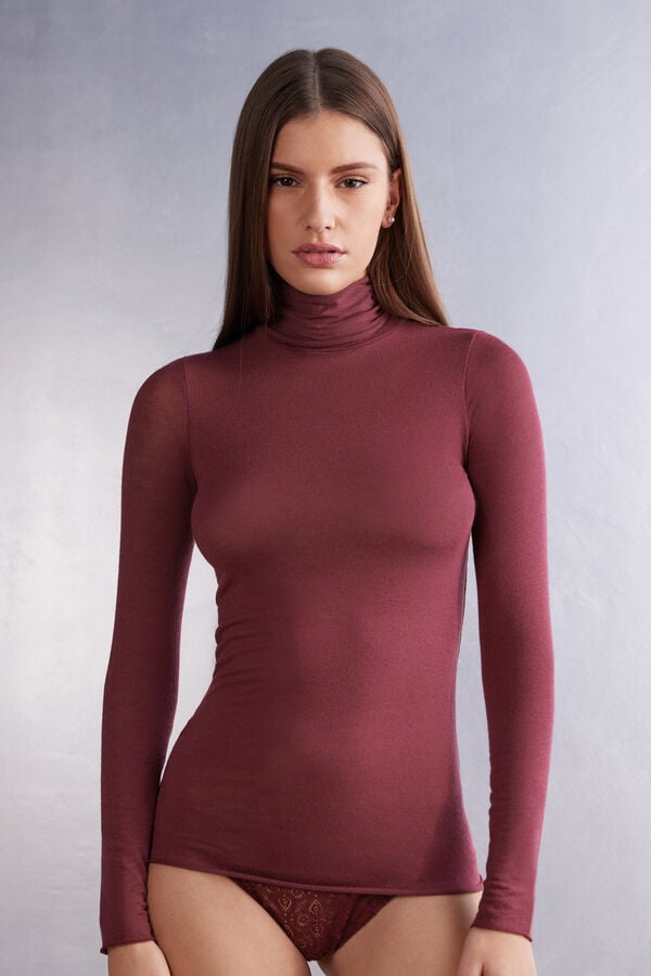 Maglia in Modal Ultralight con Cashmere Collo Alto