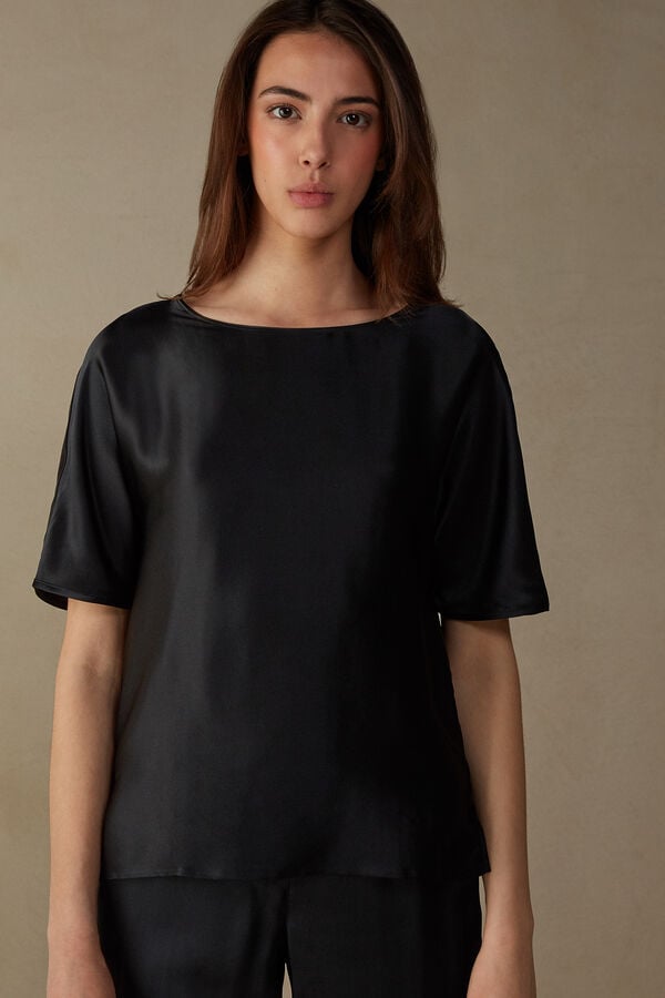 Short-Sleeved Silk and Modal Top