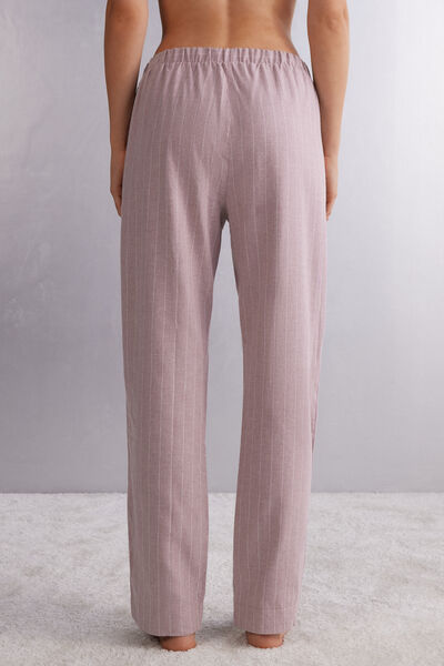 Full-Length Brushed Plain-Weave Pinstripes Fantasy Trousers